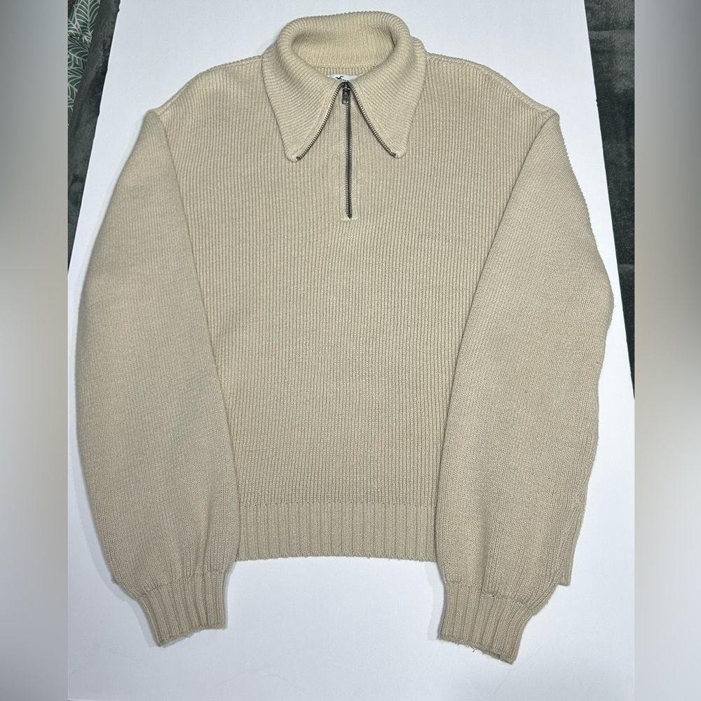 Hollister Beige Half-Zip Sweater, Pullover Sz XS - Picture 4 of 7